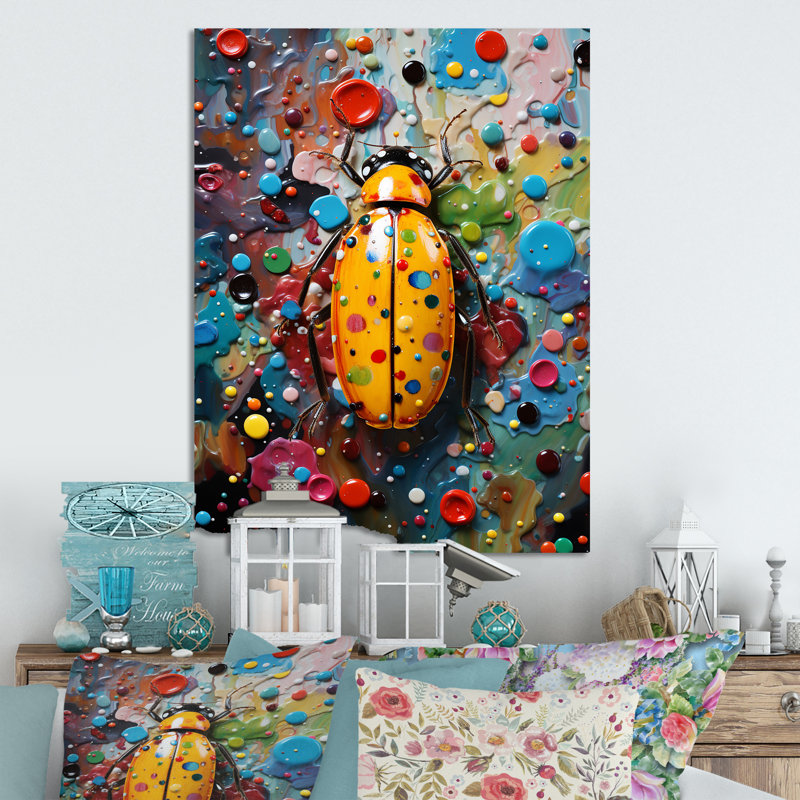 Insectes colorés et insectes 1 - Art mural coloré, H 40 po x l 30 po x P 1,5 po
