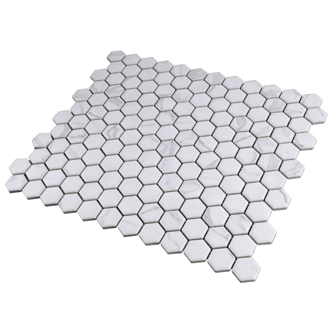 Porcetile 1" X 1" Porcelain Honeycomb Mosaic Wall & Floor Tile Supreme Tile