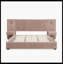 Structure de lit tapissier grand format avec tissu en chenille avec motif plissé, lit plateforme grand format avec tête de lit, structure solide et table de chevet. Pas de sommier tapissier nécessaire - rose-1047424804-1047424803