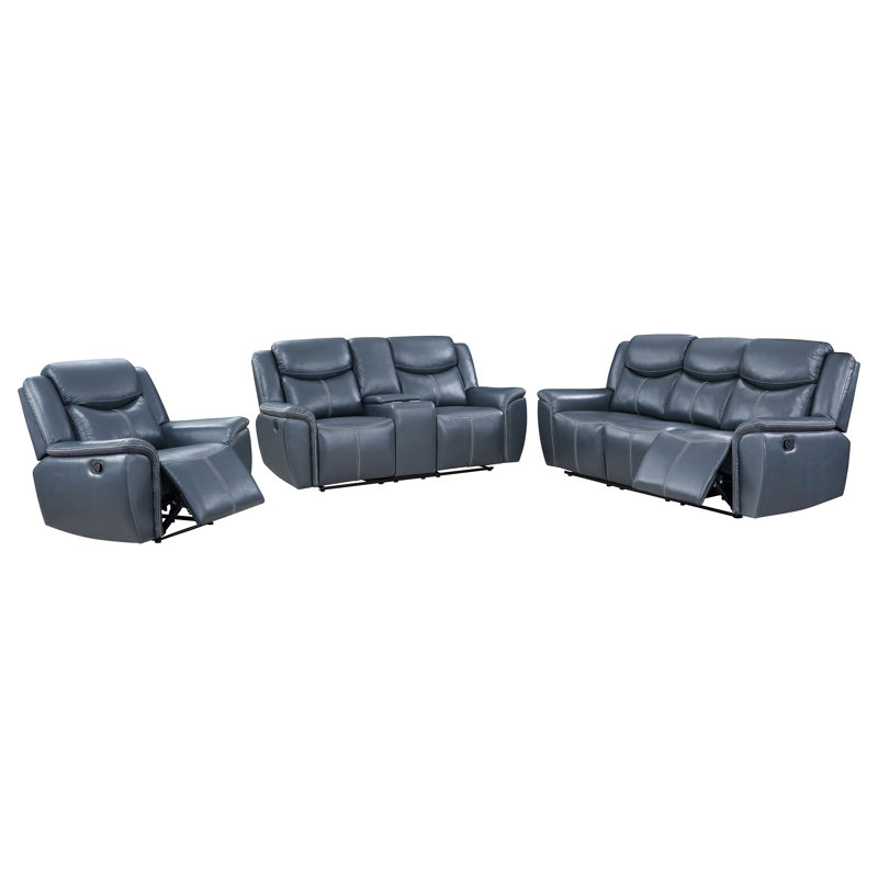Ensemble de canapé inclinable 3 pièces Tommee, 3 Pieces: Sofa, Chair, Loveseat