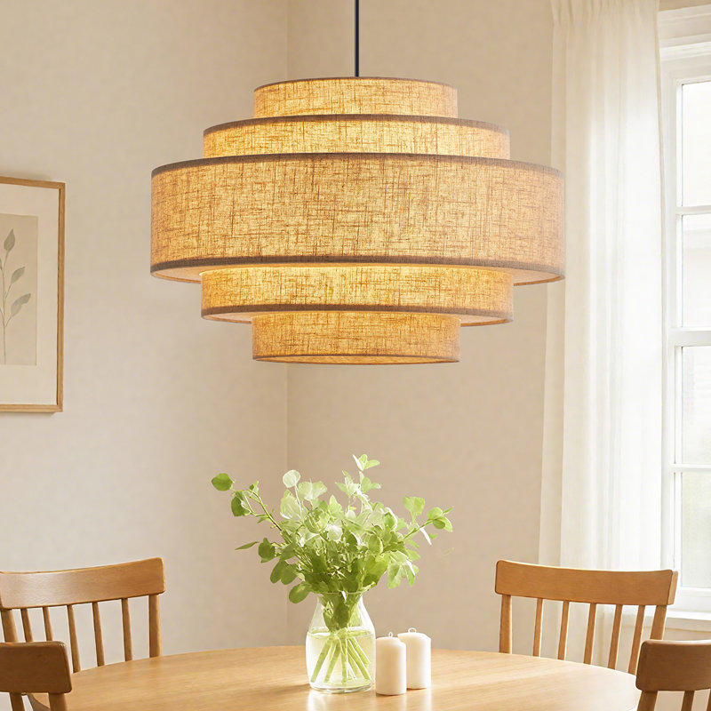 3-Light Dimmable Drum Chandelier with Adjustable Length