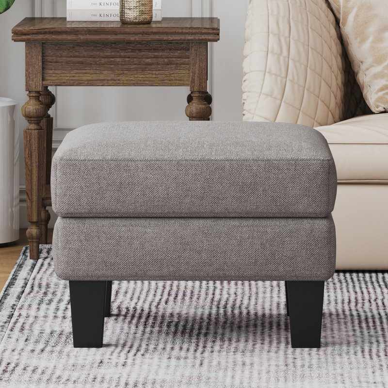 Fabric Ottoman Stool, Ottoman, Foot Rest, Upholstered Ottoman, Square Ottoman, Light Gray