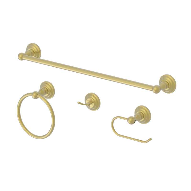 4 - Piece Bathroom Hardware Set, Matte Gold