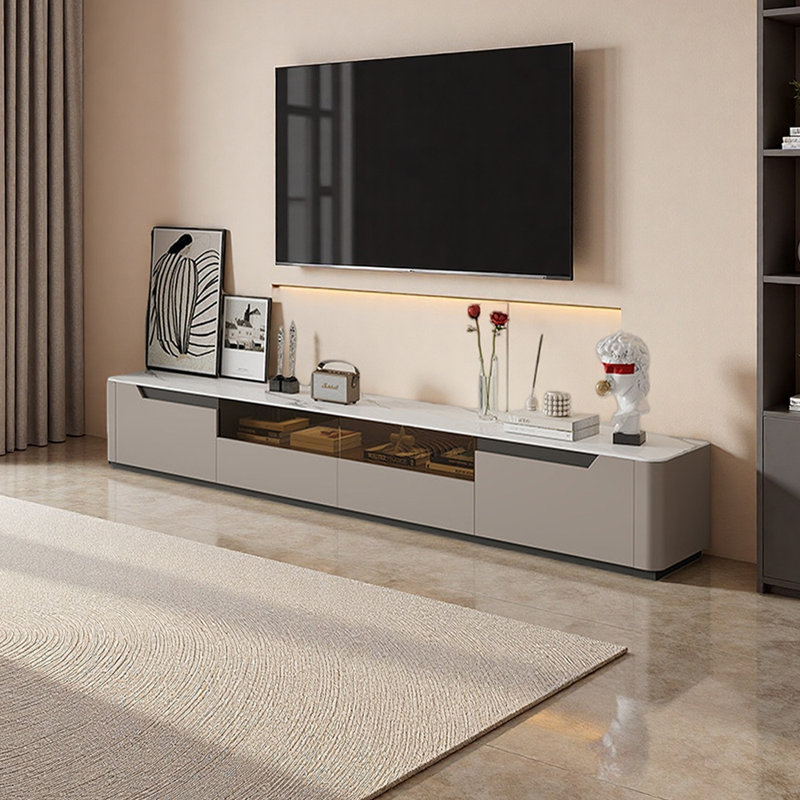Meuble télé avec 4 tiroirs Sintered Stone, 15.74"H x 86.61"L x 13.77"W