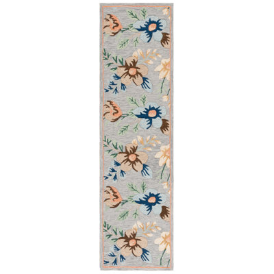 Abbrielle Hand Tufted Wool/Cotton Performance Floral Rug in Gray/Blue