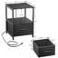 Ensemble de chambre à coucher de style campagnard industriel 3 pièces, lit plateforme double avec 2 tables de chevet, cadre de lit en acier avec tête et pied de lit en bois rustique, table de chevet avec tiroir et station de charge, aucun sommier nécessaire-2057732864-2040815789