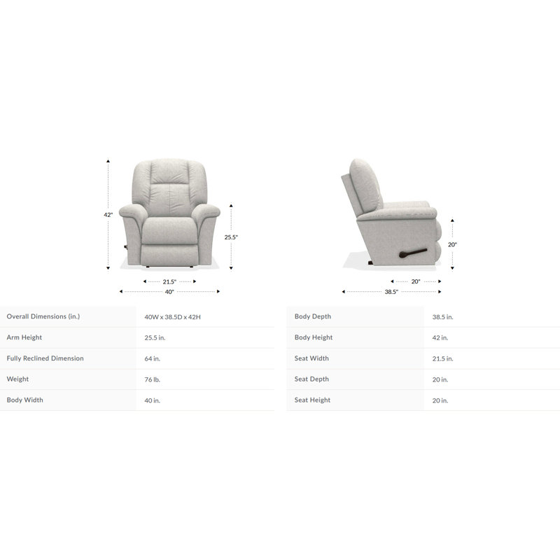 Jasper Manual Rocking Recliner, Ice