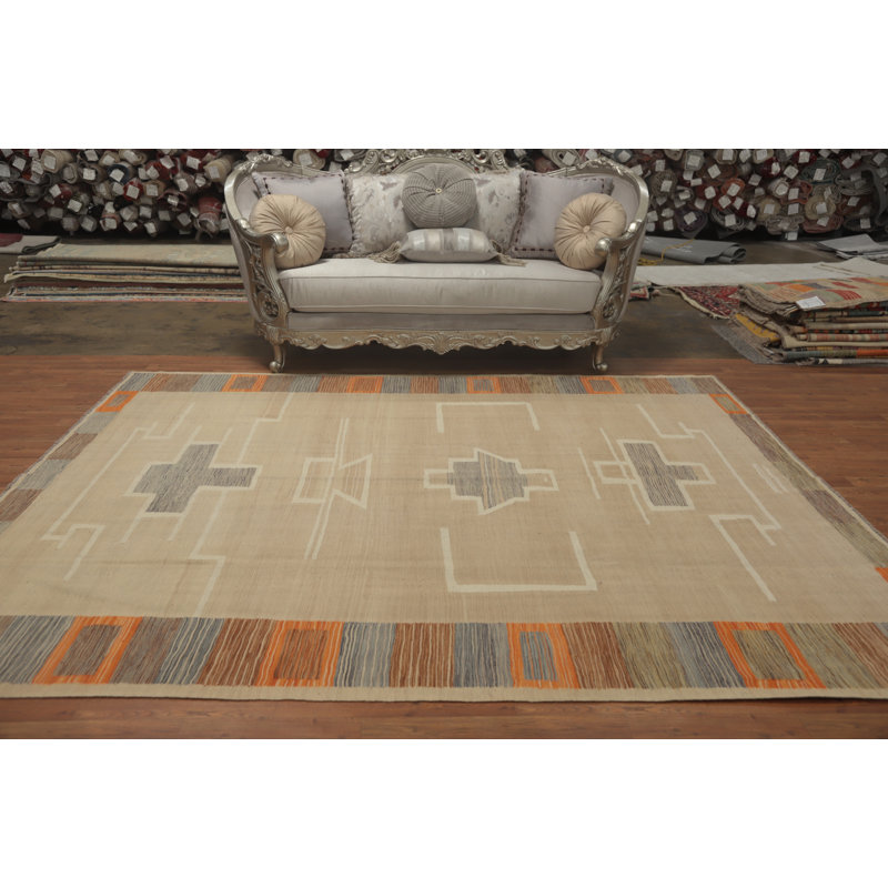 Tapis beige à motif géométrique Earthy