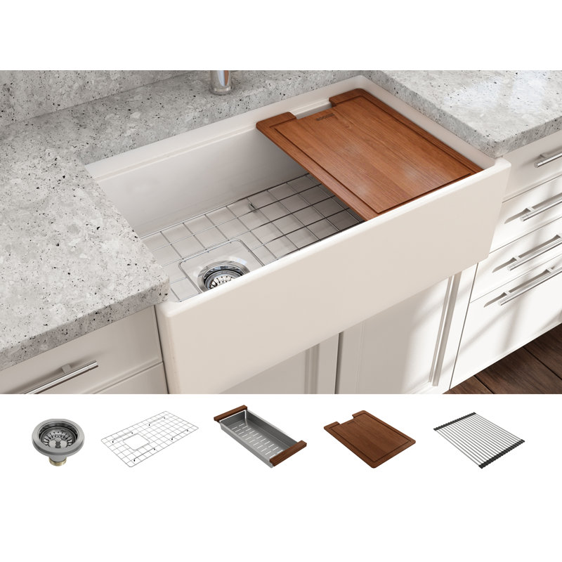 30'' L Single Basin Kitchen Sink, White