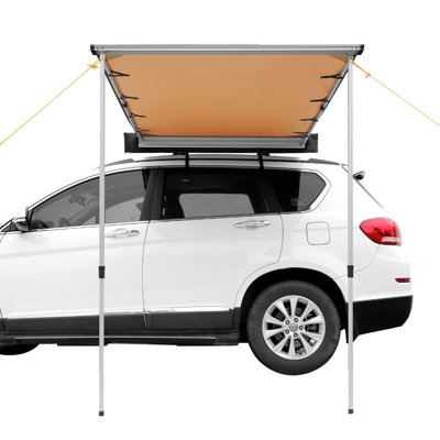 4.6'x6.6' Car Side Awning, PU3000mm UV50+ Retractable Vehicle Awning with Waterproof Storage Bag, Outdoor Shade for Truck SUV Van Campers