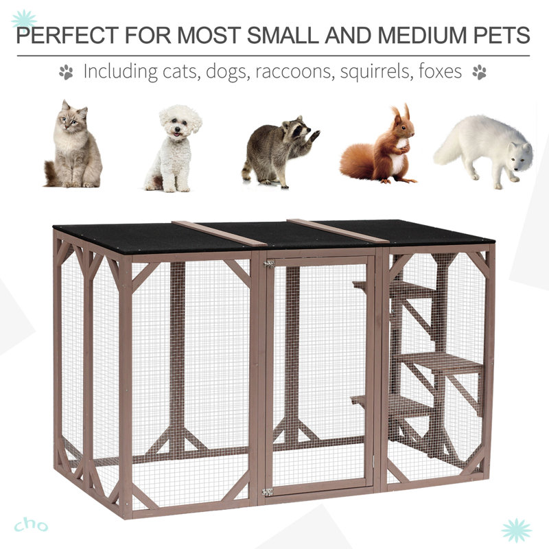 Maison pour chat d'extérieur Pawhut, abri pour chat en bois Catio