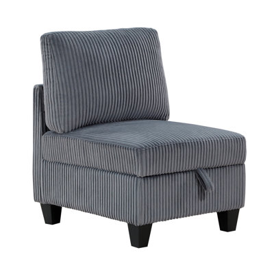 Chaise sans accoudoirs modulaire en tissu de velours côtelé 1 pièce Modern Living