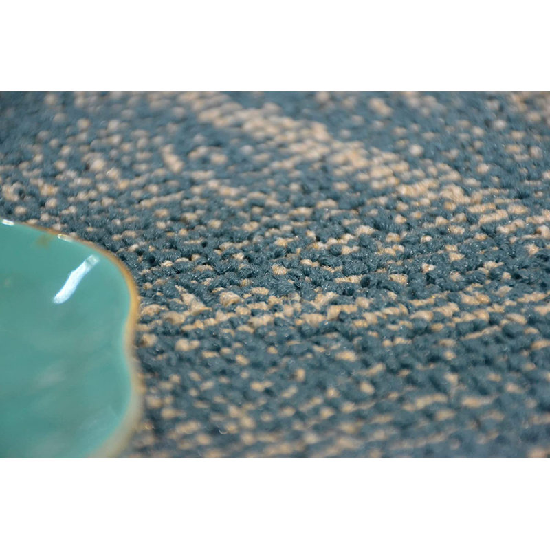 Tapis bleu intérieur / extérieur en nylon touffeté à la machine Gerarda, Hexagone 2 pi