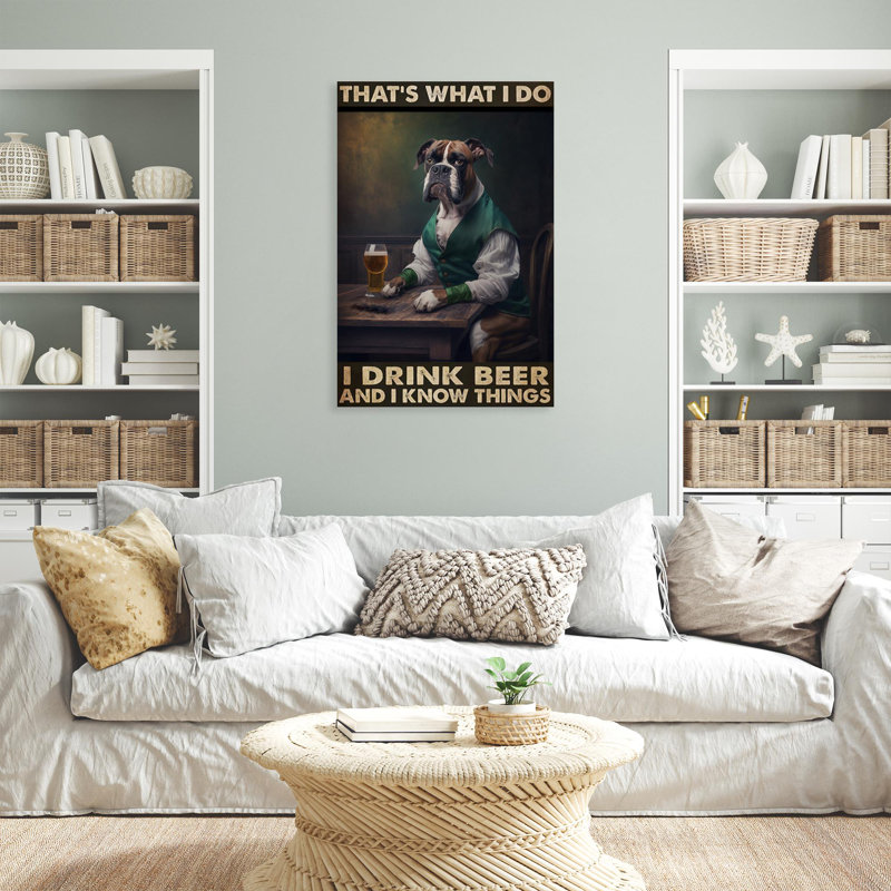 «Dog I Drink Beer», impression sur toile, H 14 po x l 11 po x P 1,25 po