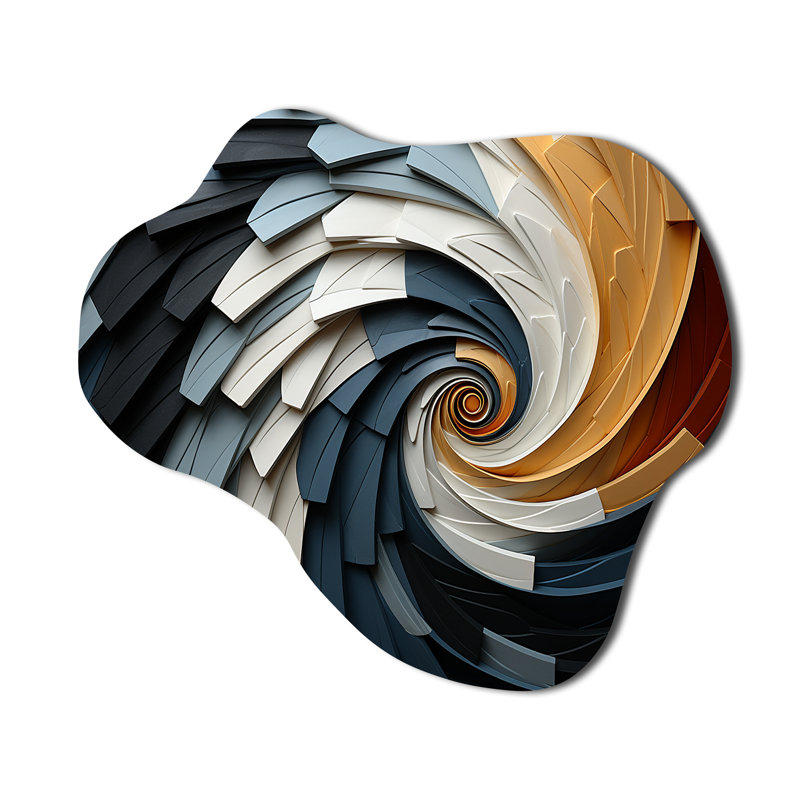 «Geometric Spiral III - Asymmetric Abstract Spirals», art mural en métal, sculpture murale en métal