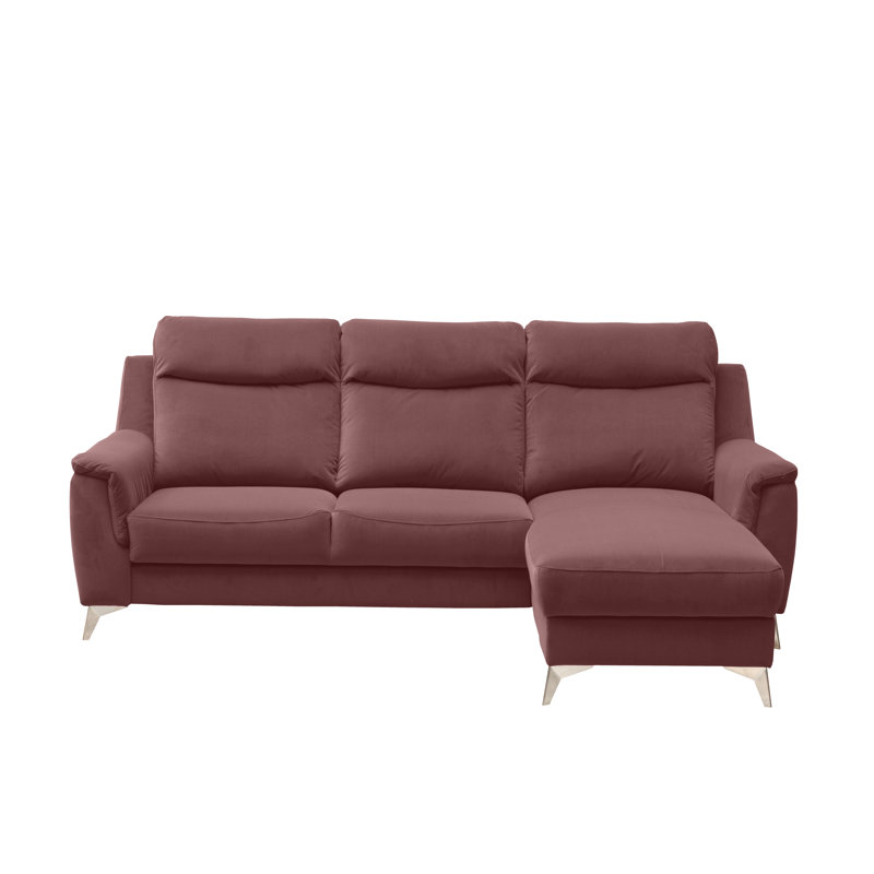 Izola 3 Seater Velvet Sofa Bed, Indian Rose, Right Hand Facing