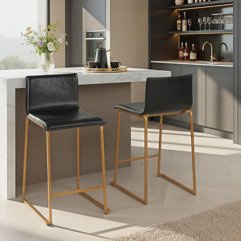 Tabourets de comptoir rembourrés Middlebrook 26 po, Doré, Noir, Tabouret de comptoir (siège d'une hauteur de 26 p