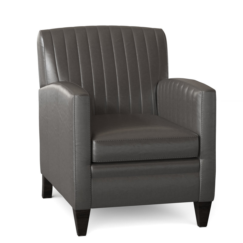 Barnabus Leather Club Chair, Outsider Raven Genuine Leather, Cobblestone