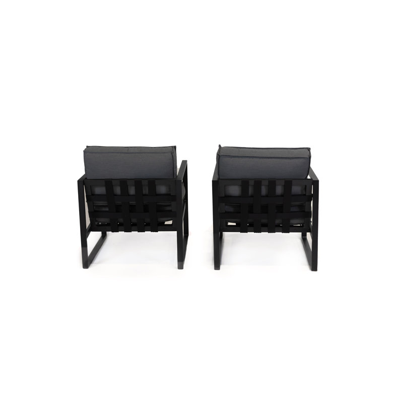 Chaise de patio avec coussins Rauno, Gris anthracite