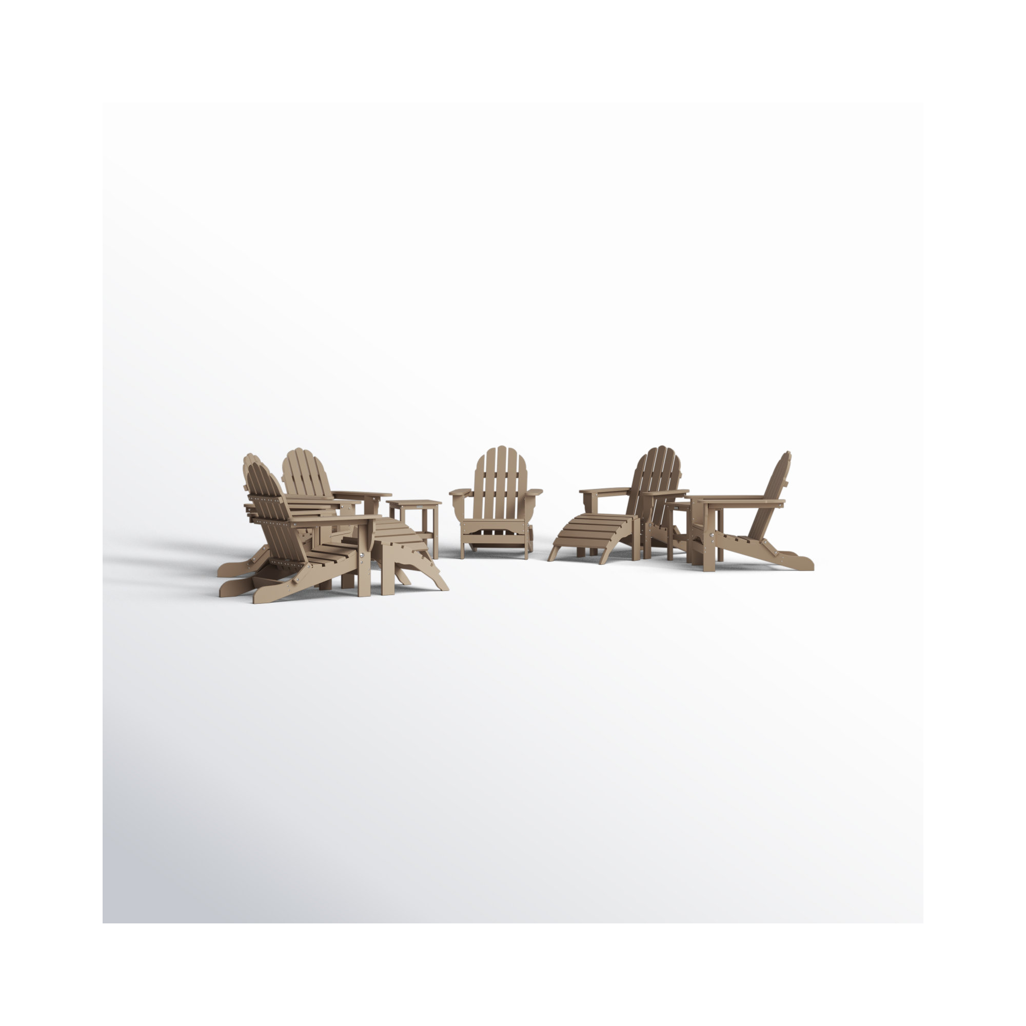 Leighton Foldable Outdoor Adirondack Set, Weathered Wood