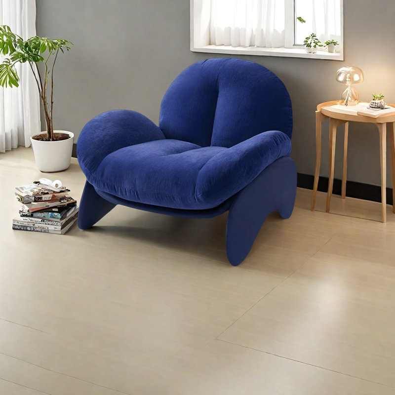 Chaise de loisirs élégante en bois massif, Mélange de polyester bleu