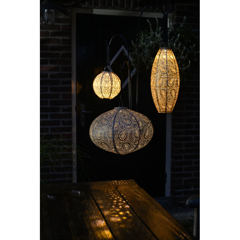 23.7'' Battery Powered Integrated LED Outdoor Lantern, Gold