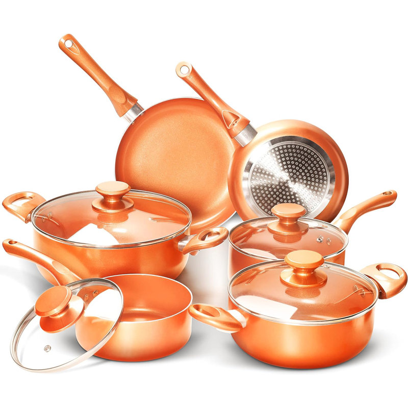 10-Piece Copper Non-Stick Aluminum Cookware Set