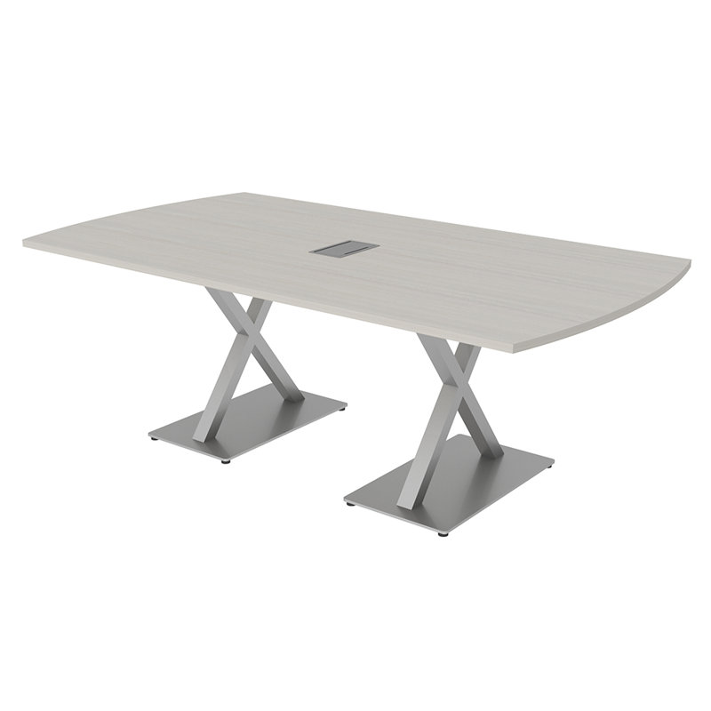 Table de conférence Pavert Arc Unité électrique, Argent, Sel Lakeland, H 30 po x l 84 po x P 48 po