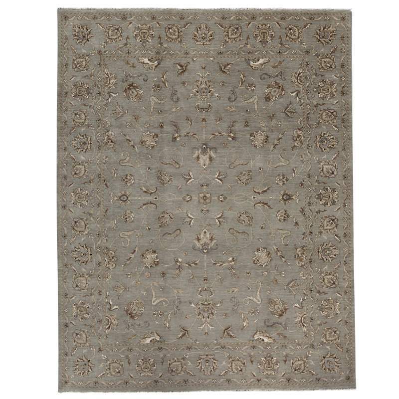 Tapis gris / ivoire noué à la main de qualité unique en son genre