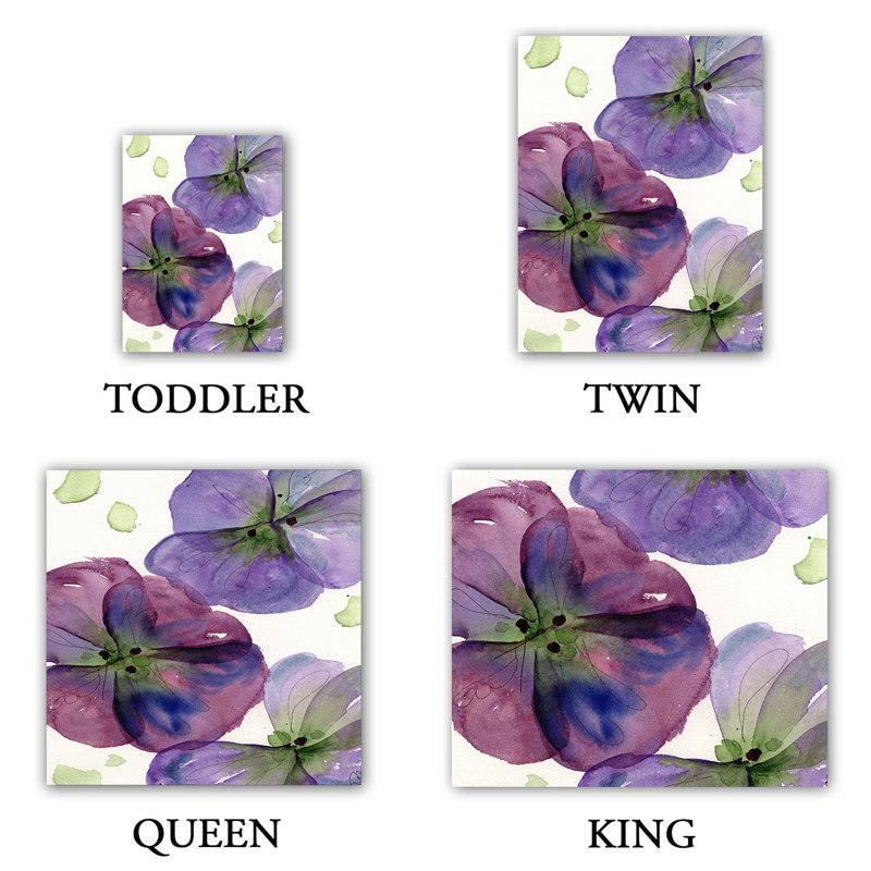 Ensemble de housse de couette trois pensées, 1 housse de couette grand + 2 taies standards