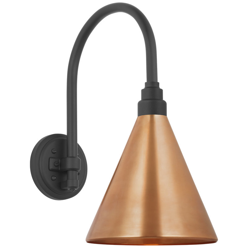 Thomas O'Brien 1 - Light Outdoor Barn Light, Matte Black, 17.5" H x 9" W x 15" D, Soft Copper
