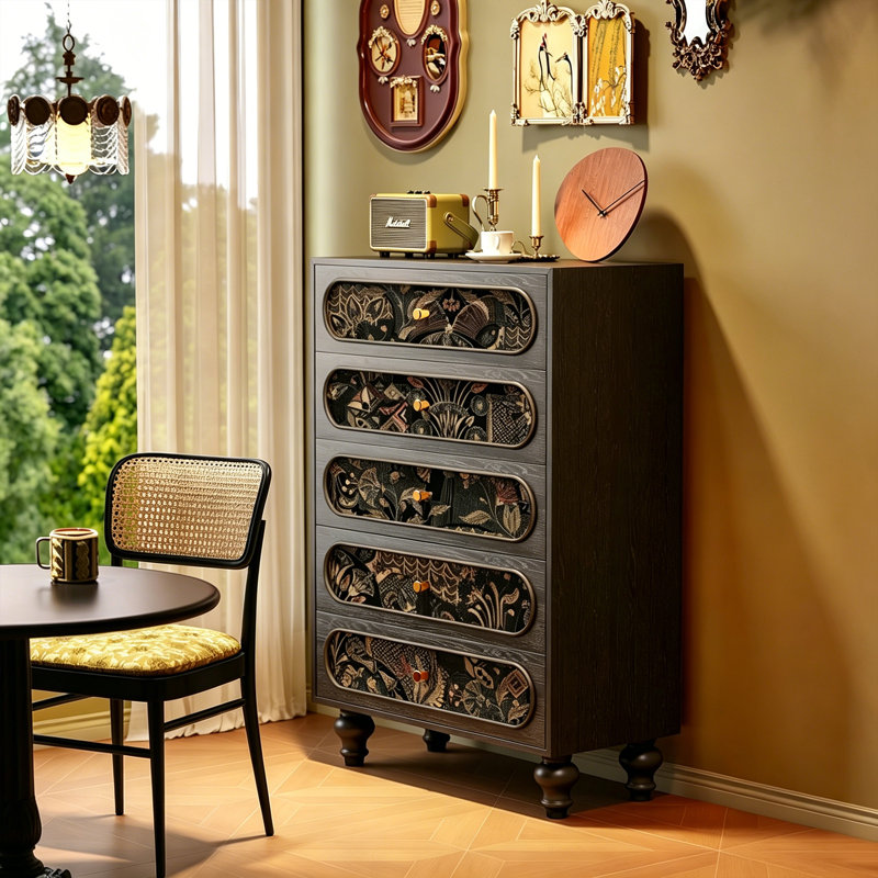 Armoire de rangement 5 tiroirs Modern Floral