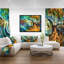 Corwin Abstract Paths of Stained Glass Round metal Art Print-35119754-35119768