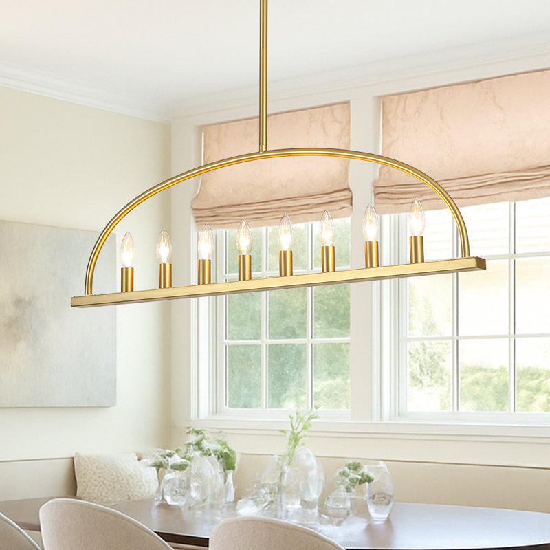 8 - Light Metal Oval  Desgin Candle Style Linear Chandelier