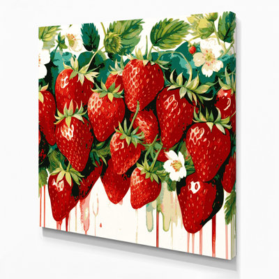 Fruit Strawberry Beige Canvas Wall Art