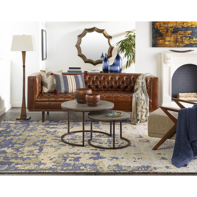 Jayden Wool Oriental Area Rug in Bright Blue, Rectangle 2' x 3'
