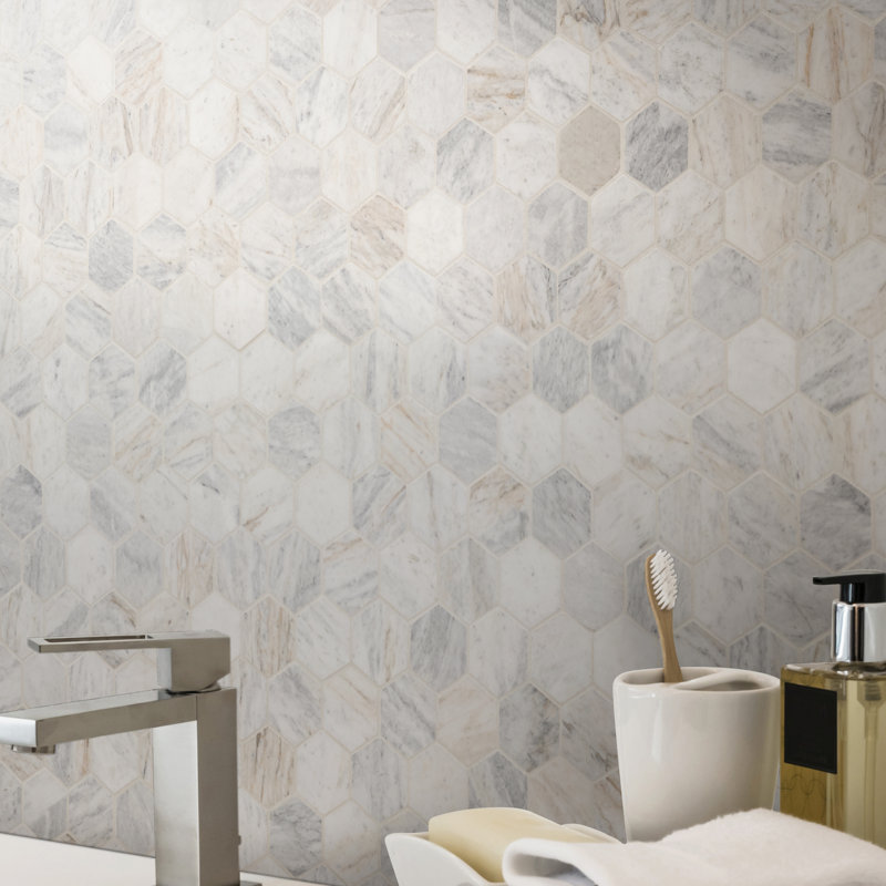 Terra Bella Hexagon 12 in. x 12 in. Honed Marble Mosaic Floor and Wall Tile