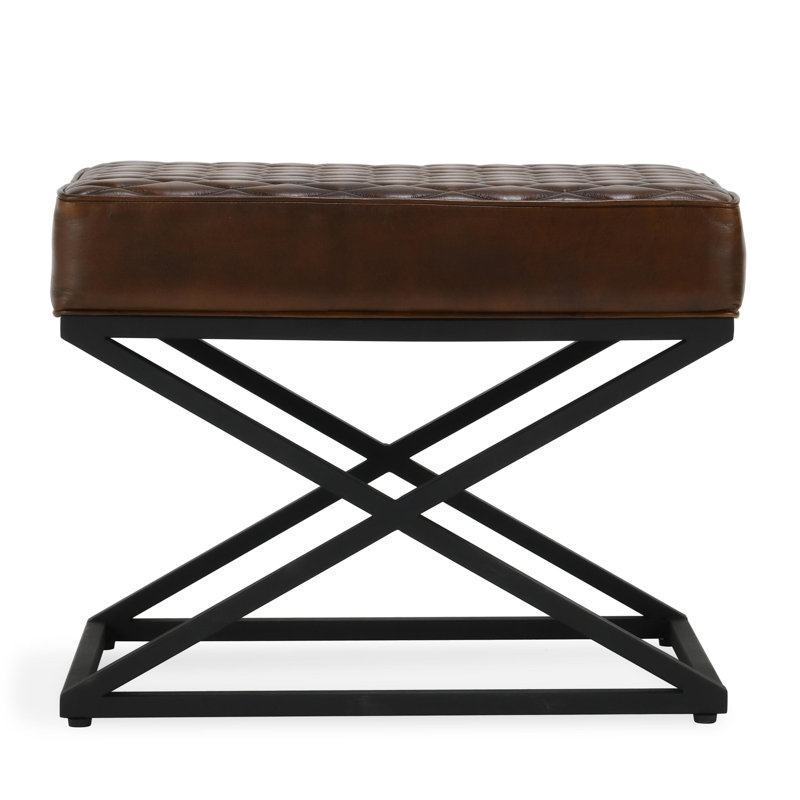 Tabouret brun en cuir brun Bruno