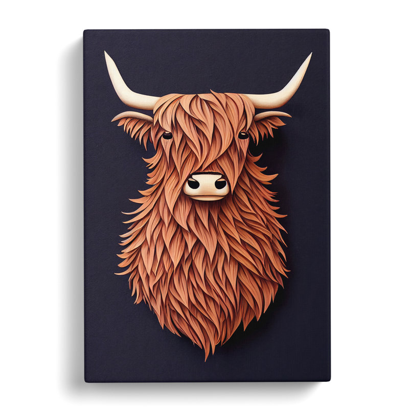 Bust Of A Highland Cow - Wrapped Canvas, 76cm H x 50cm W x 3cm D