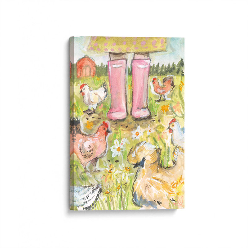 «Chicken Mama» par Jessica Mingo, reproduction d'art, 20 W x 30 H, Does Not Apply, Toile non encadrée