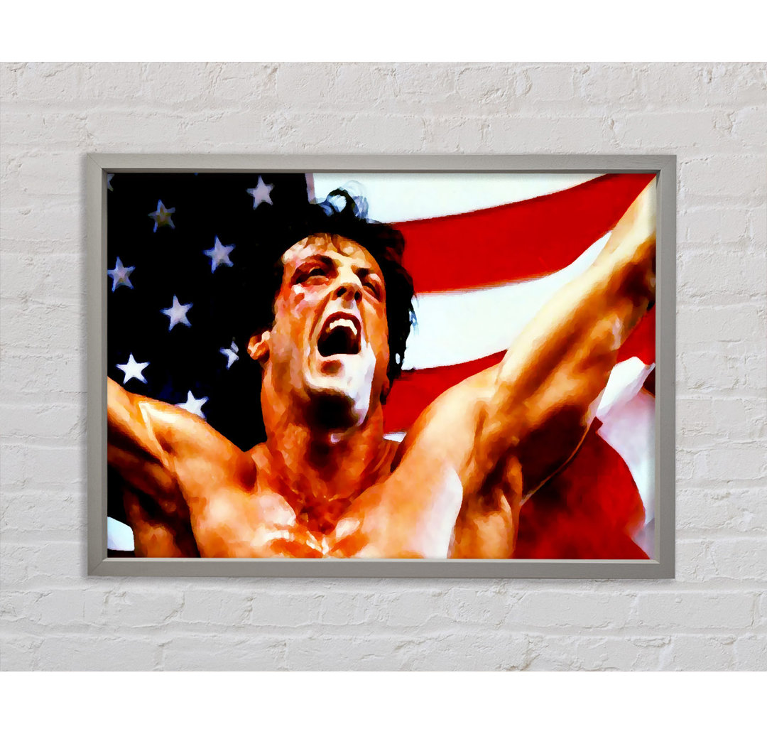 Rocky American Flag - Einzelner Bilderrahmen Kunstdrucke auf Leinwand