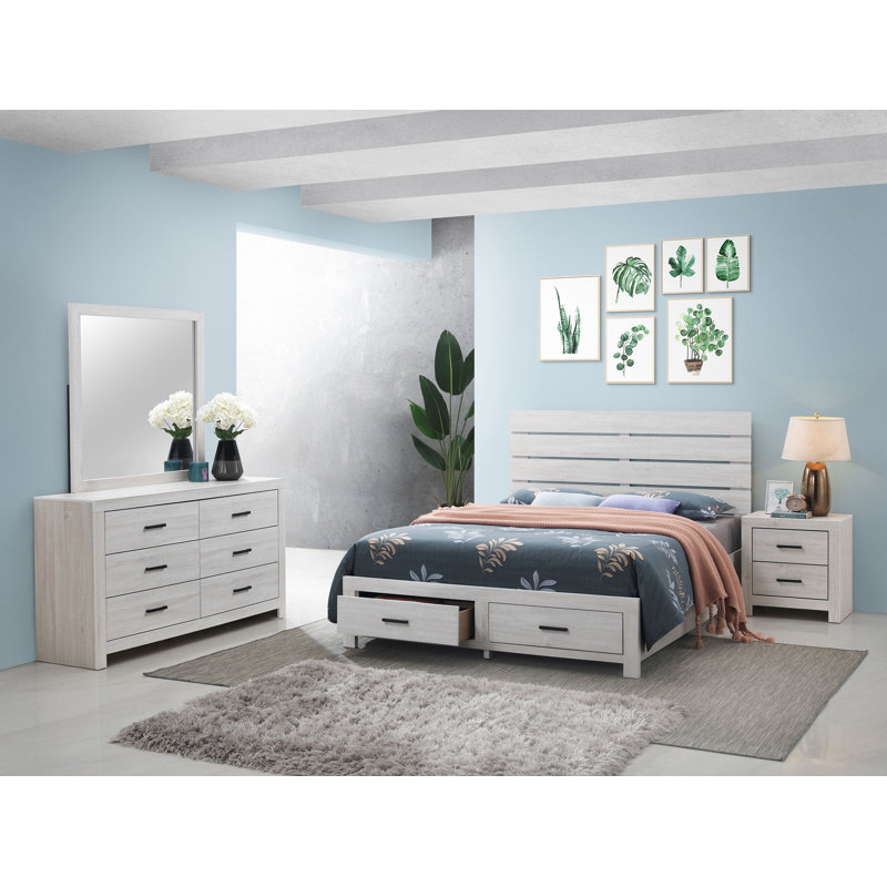 Ensemble de chambre avec grand lit 4 pièces Buckhurst Blanc bord de mer, Grand, Blanc