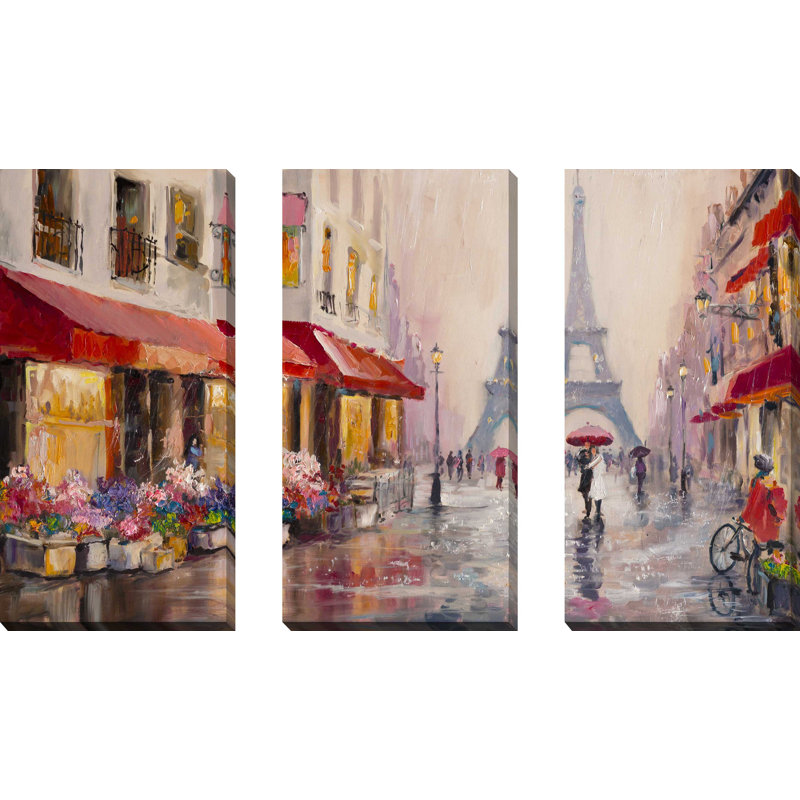 "Paris, France", ensemble de 3 impressions sur toile