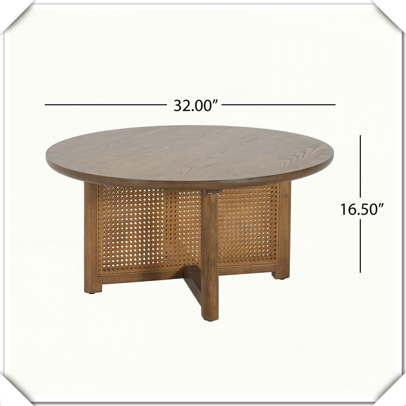 Round Rattan Woven Coffee Table Functional Stylish Versatile Practical Elegant Compact