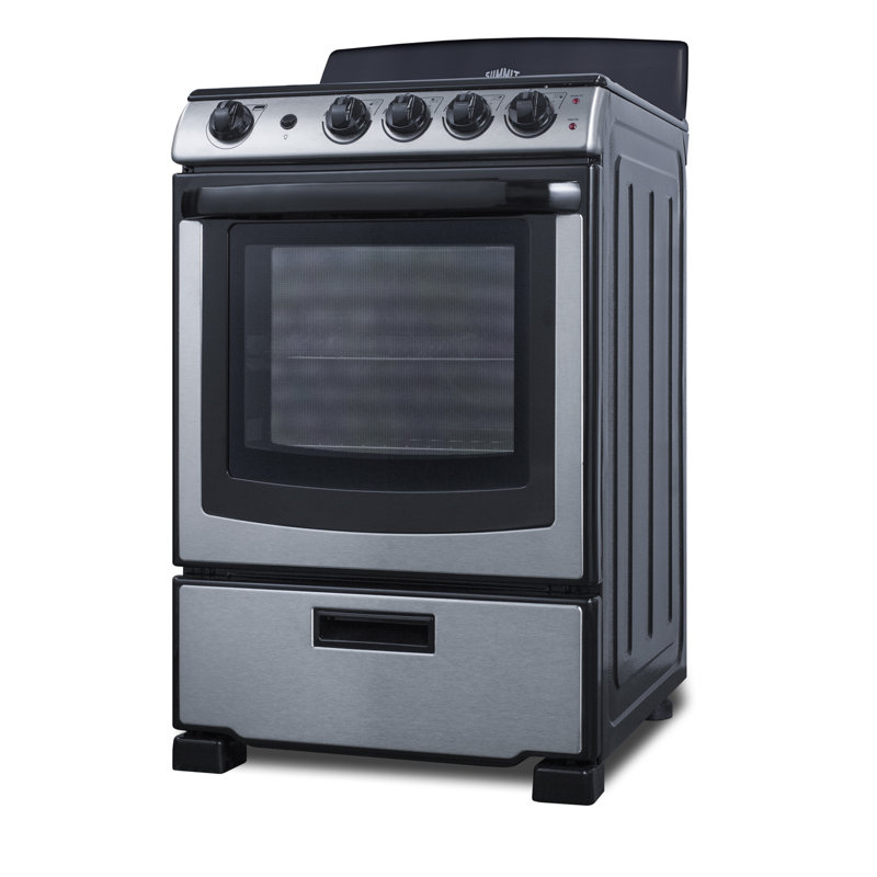 Summit Appliance 24" Wide Electric Coil Range, Stainless Steel/Black