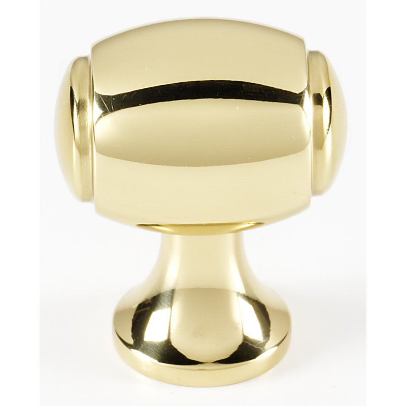 Royale Barrel Oval Knob, 1.25" H x 1.13" W x 0.63" D, Polished Brass