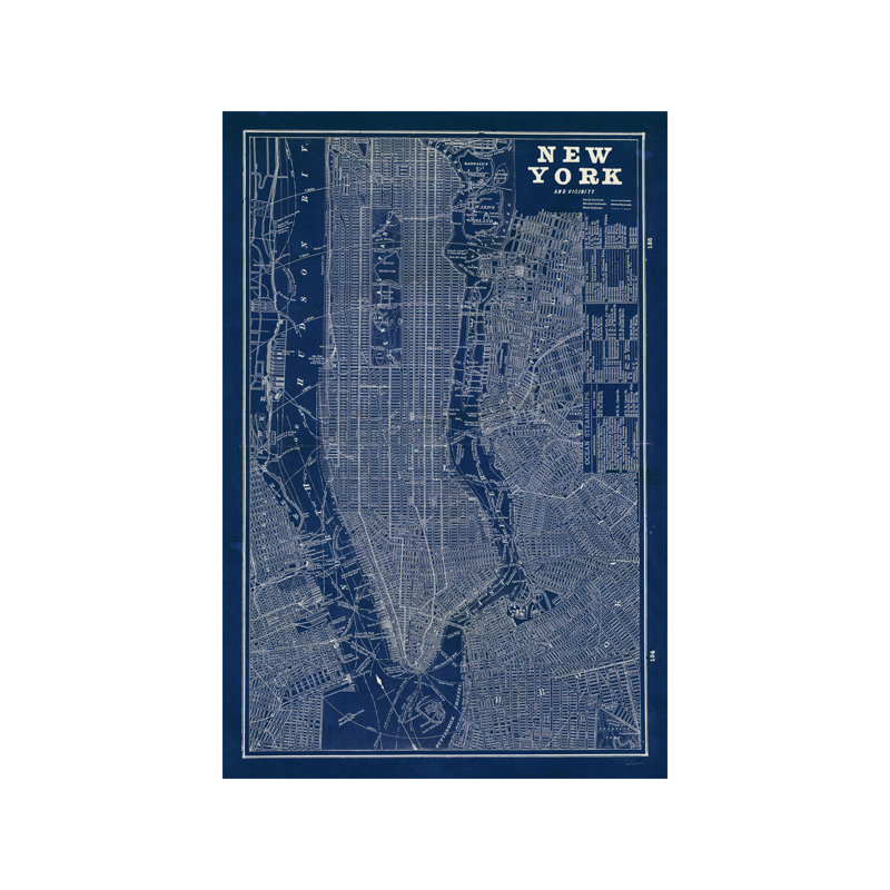 Map New York - Wrapped Canvas Print, 152.5 cm H x 101.5 cm W