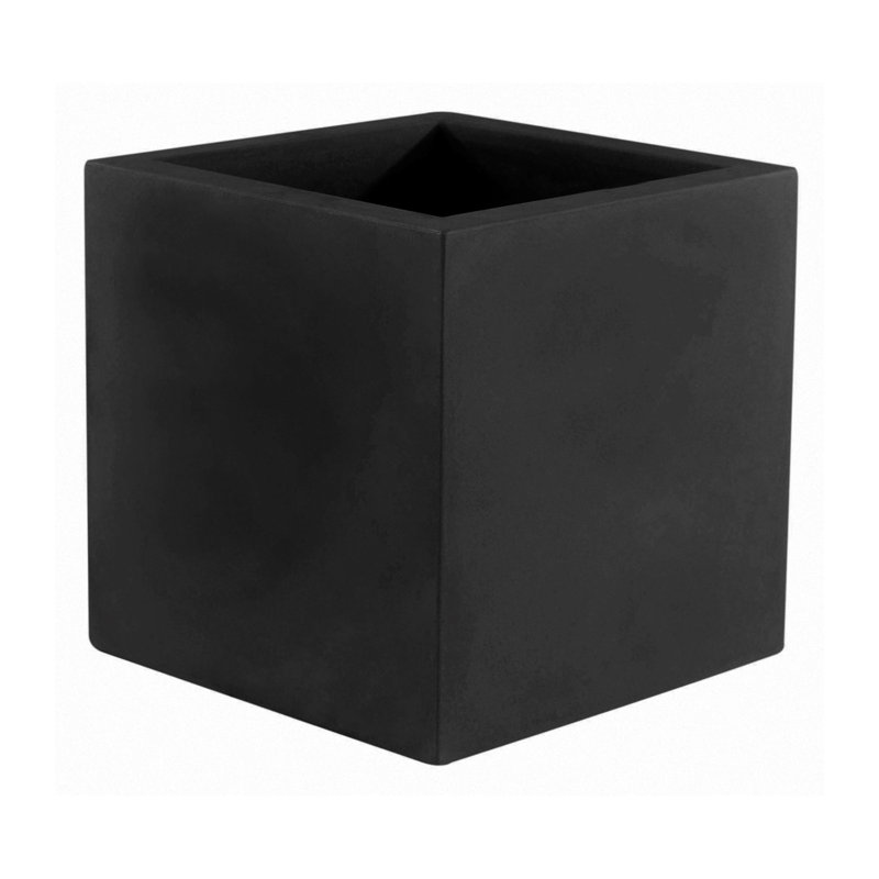Cube - High Resin Pot Planter - Basic, Black, 23.5" H x 23.5" W x 23.5" D