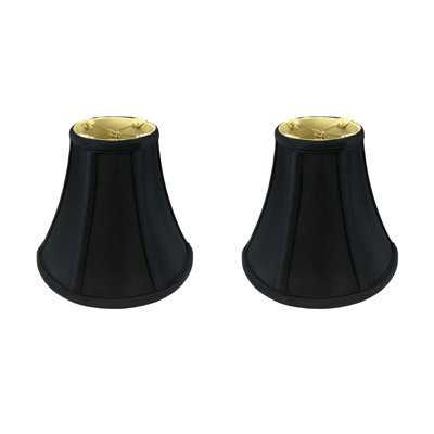 Royal Designs, Inc. BSO-704RC-8BLK/GL-2 True Bell Basic Lamp Shade with Round Clip, 4 x 8 x 7.25, Black with Gold, 2-Pack