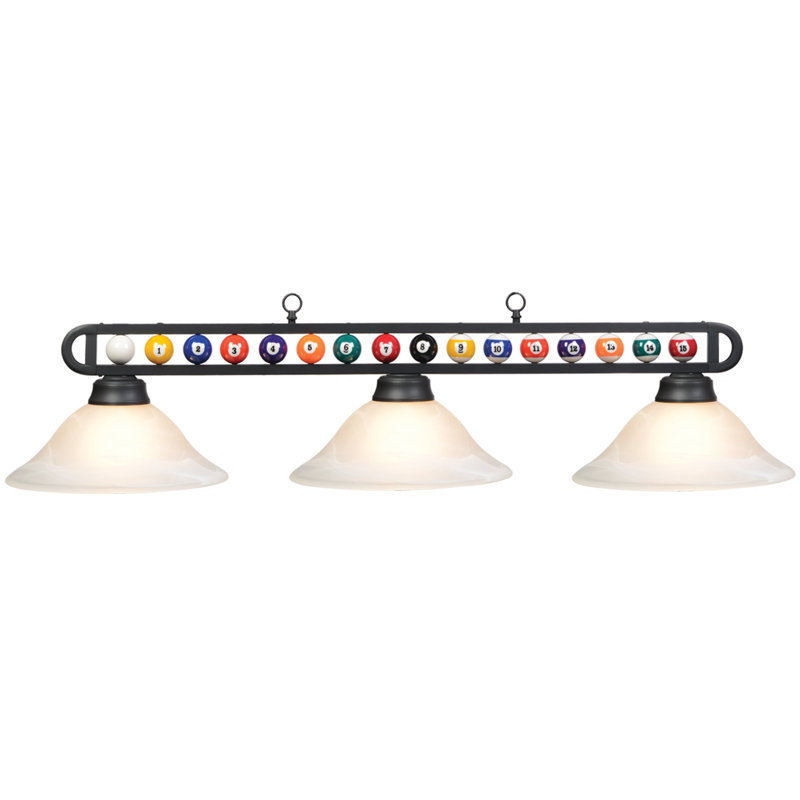 Brough 3 - Pool Table Billiard Ball Linear Pendant By RAM Game Room, Matte Black/White
